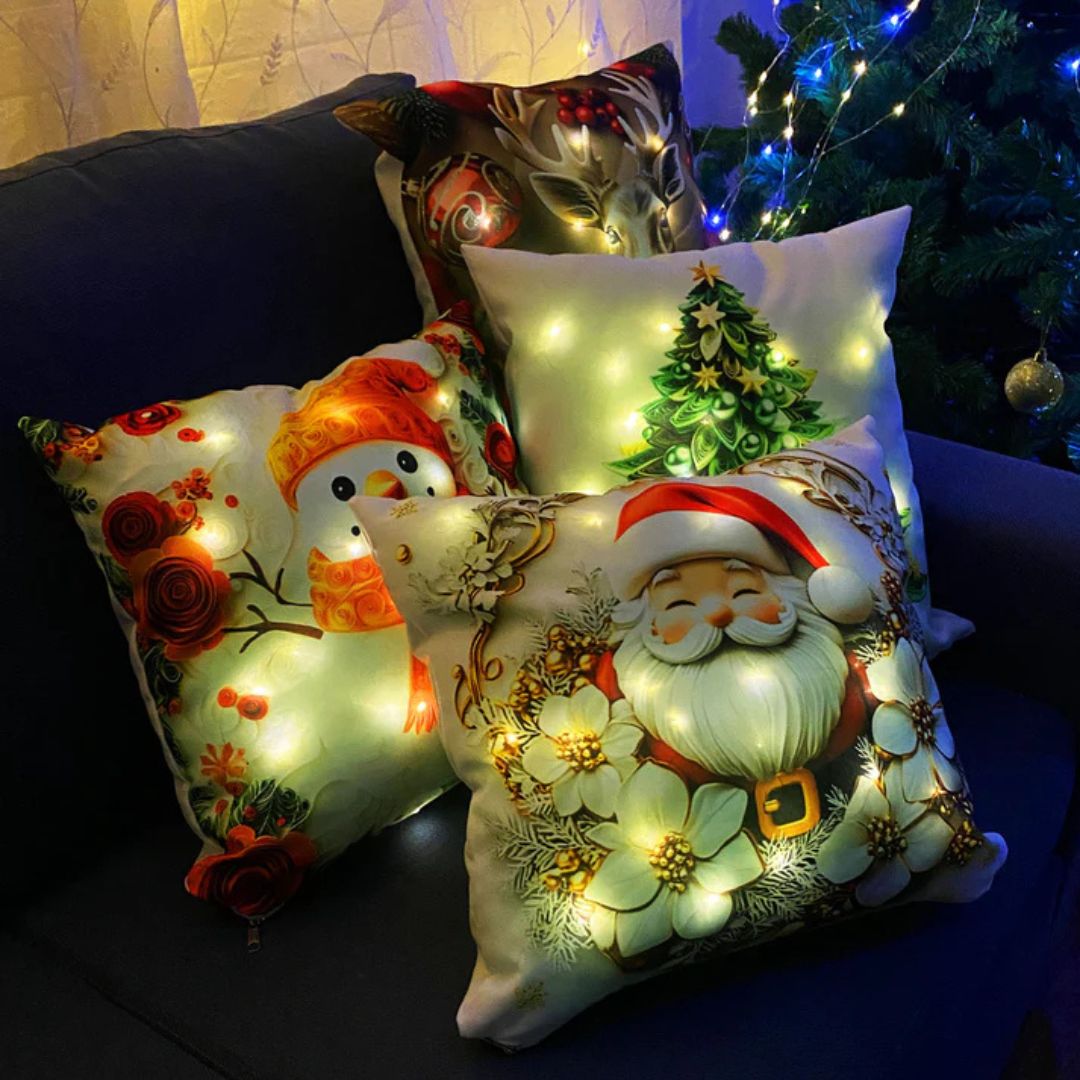 Set Fundas Navideñas LED x 4 unds - Magia luminosa en tu sala 🎄