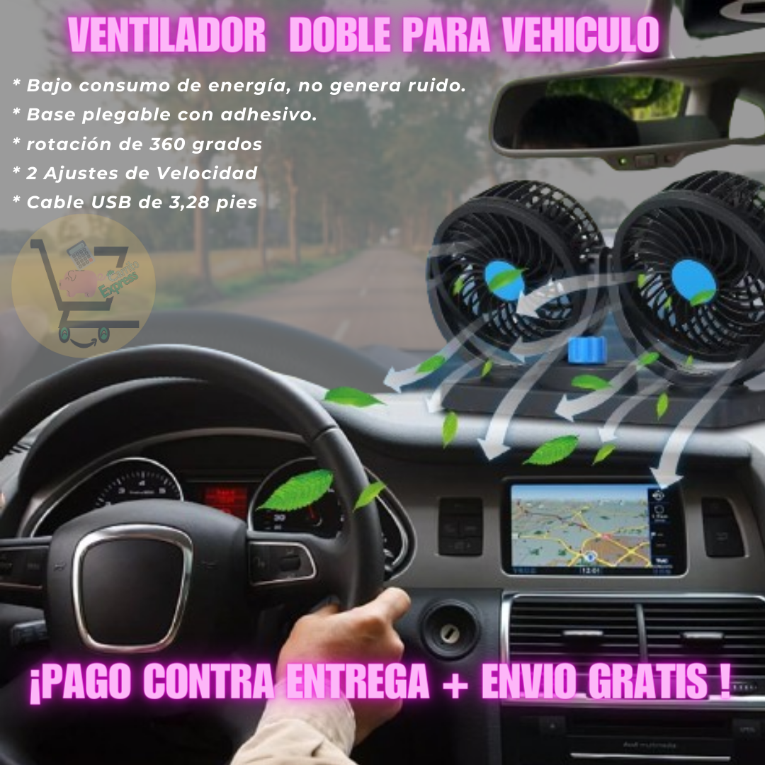 VENTILADOR DOBLE PARA VEHICULO 🚕🍃