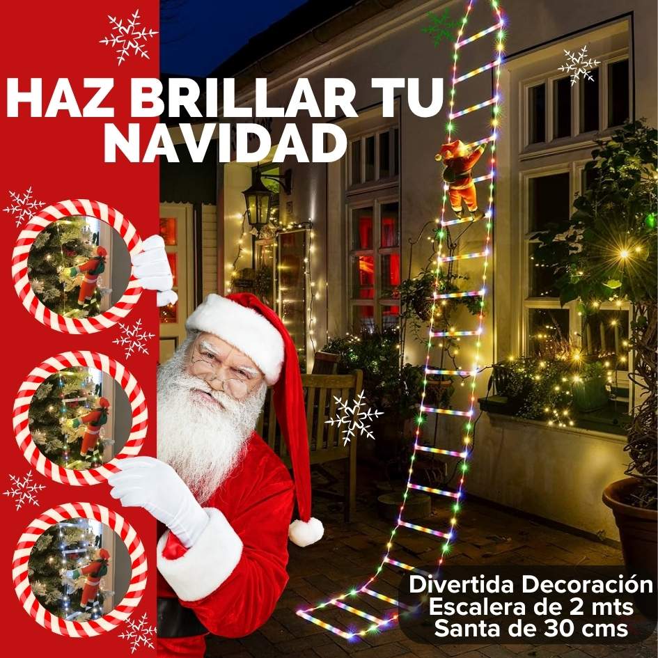 Papá Noel™ - Escalera con Luces Navideñas 🎅🎄