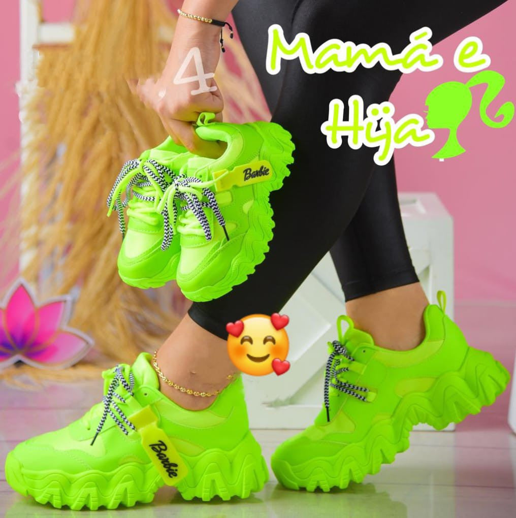 TENIS BARBIE TRACTOR PARA MAMI E HIJAS 👩🏻👧🏻👟👩👧👦