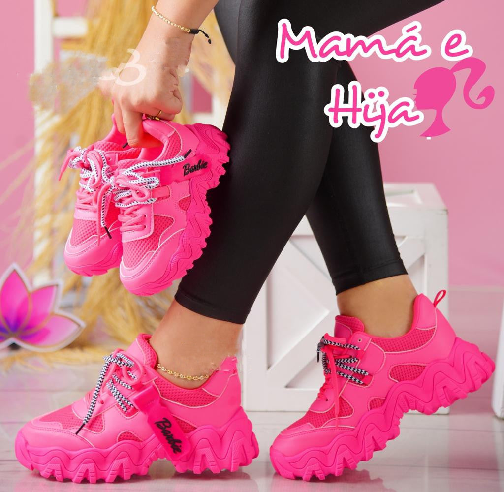 TENIS BARBIE TRACTOR PARA MAMI E HIJAS 👩🏻👧🏻👟👩👧👦