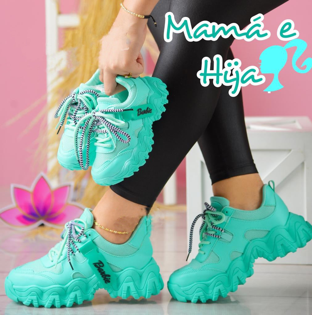 TENIS BARBIE TRACTOR PARA MAMI E HIJAS 👩🏻👧🏻👟👩👧👦