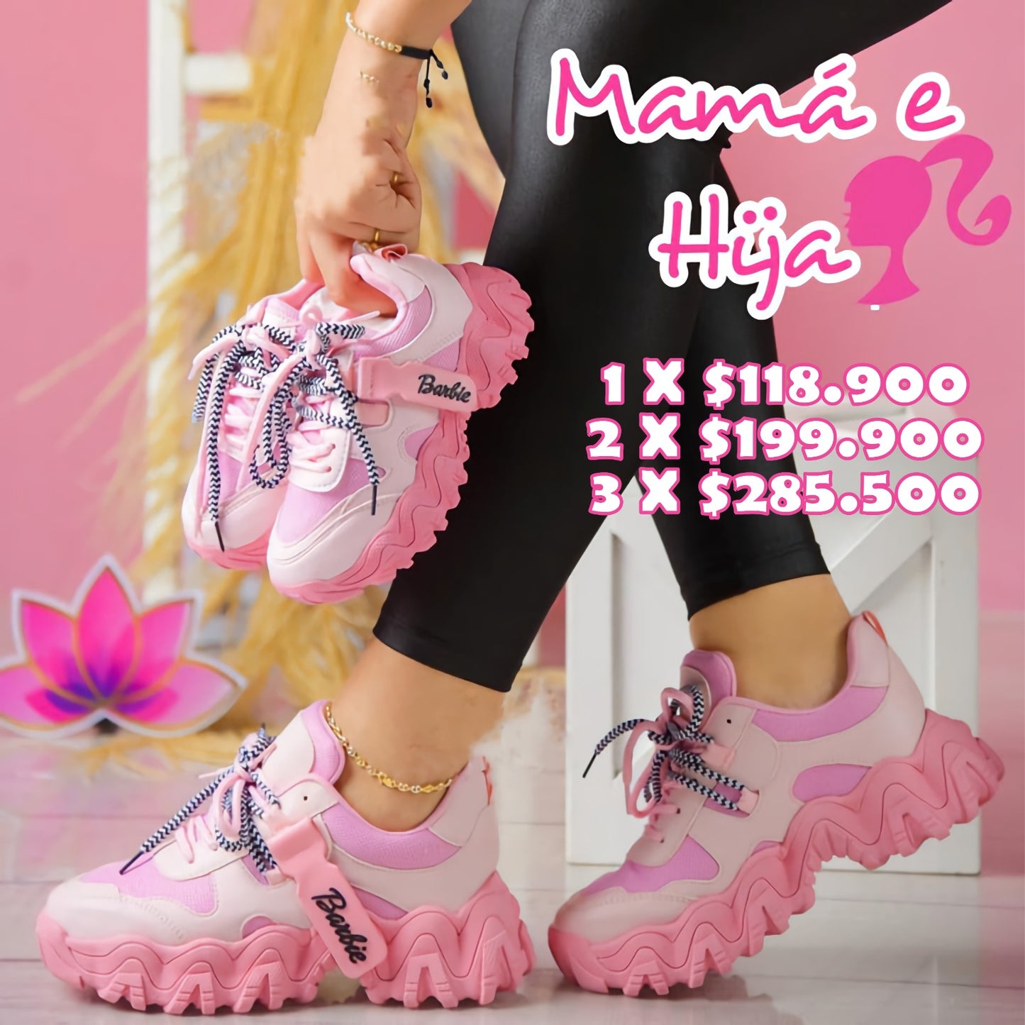 TENIS BARBIE TRACTOR PARA MAMI E HIJAS 👩🏻👧🏻👟👩👧👦