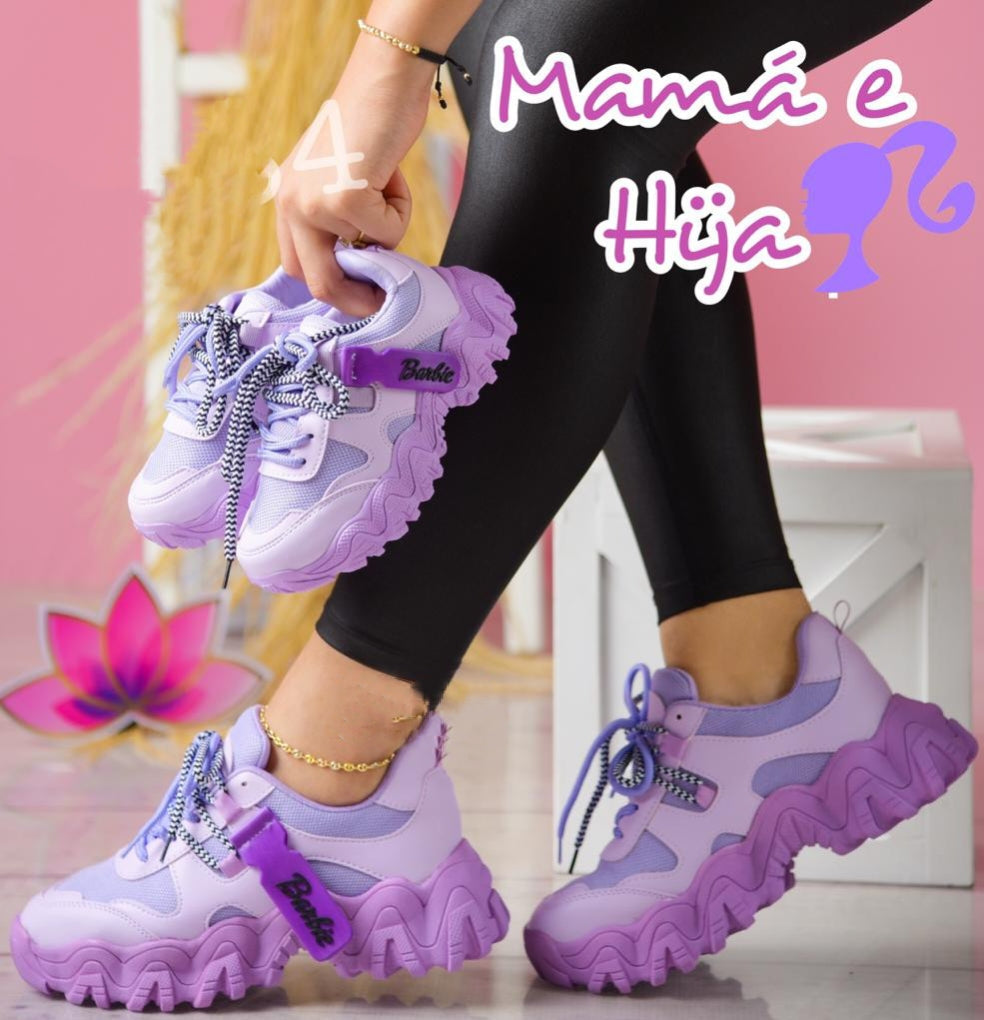 TENIS BARBIE TRACTOR PARA MAMI E HIJAS 👩🏻👧🏻👟👩👧👦