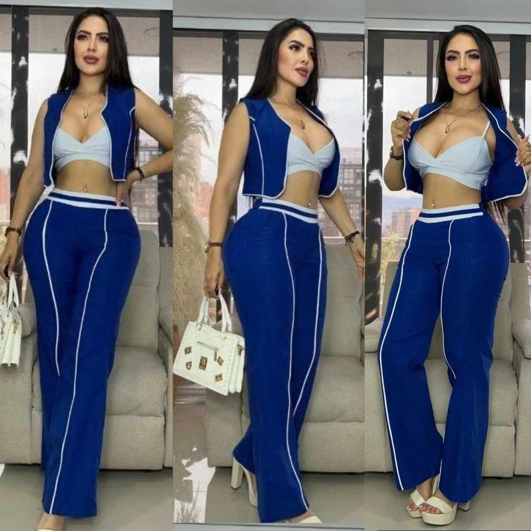 Conjunto Chaleco, Top y Pantalón – Tu Look Completo en Uno 👗