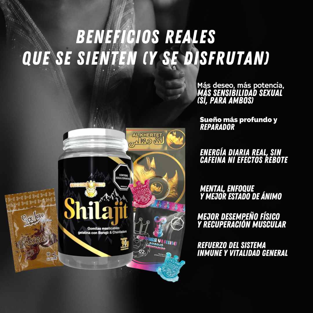 Shilajit + Rhino + Choco + Vi King – Energía, Potencia y Sabor en Cada Goma 💪🔥💪