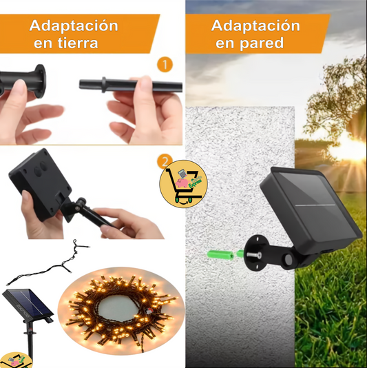 INSTALACIÓN LINEAL LED SOLAR x 10 METROS (control desde el panel)