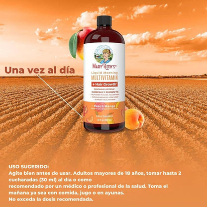 Multivitamínico Líquido MaryRuth’s x 887 ml – Cabello y Piel Radiante 🍑💆‍♀️