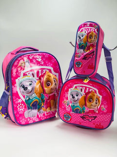MORRAL ESCOLAR 3D EN COMBO X 3 🎒 - PAW PATROL NIÑA