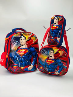 MORRAL ESCOLAR 3D EN COMBO X 3 🎒 - SUPERMAN