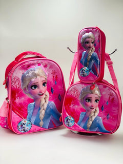 MORRAL ESCOLAR 3D EN COMBO X 3 🎒 - ELSA FROZEN