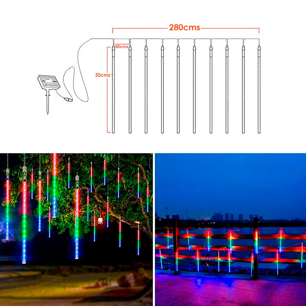 Cascada LED Solar Meteorito™ 10 und x 50 cms 🌠🎄