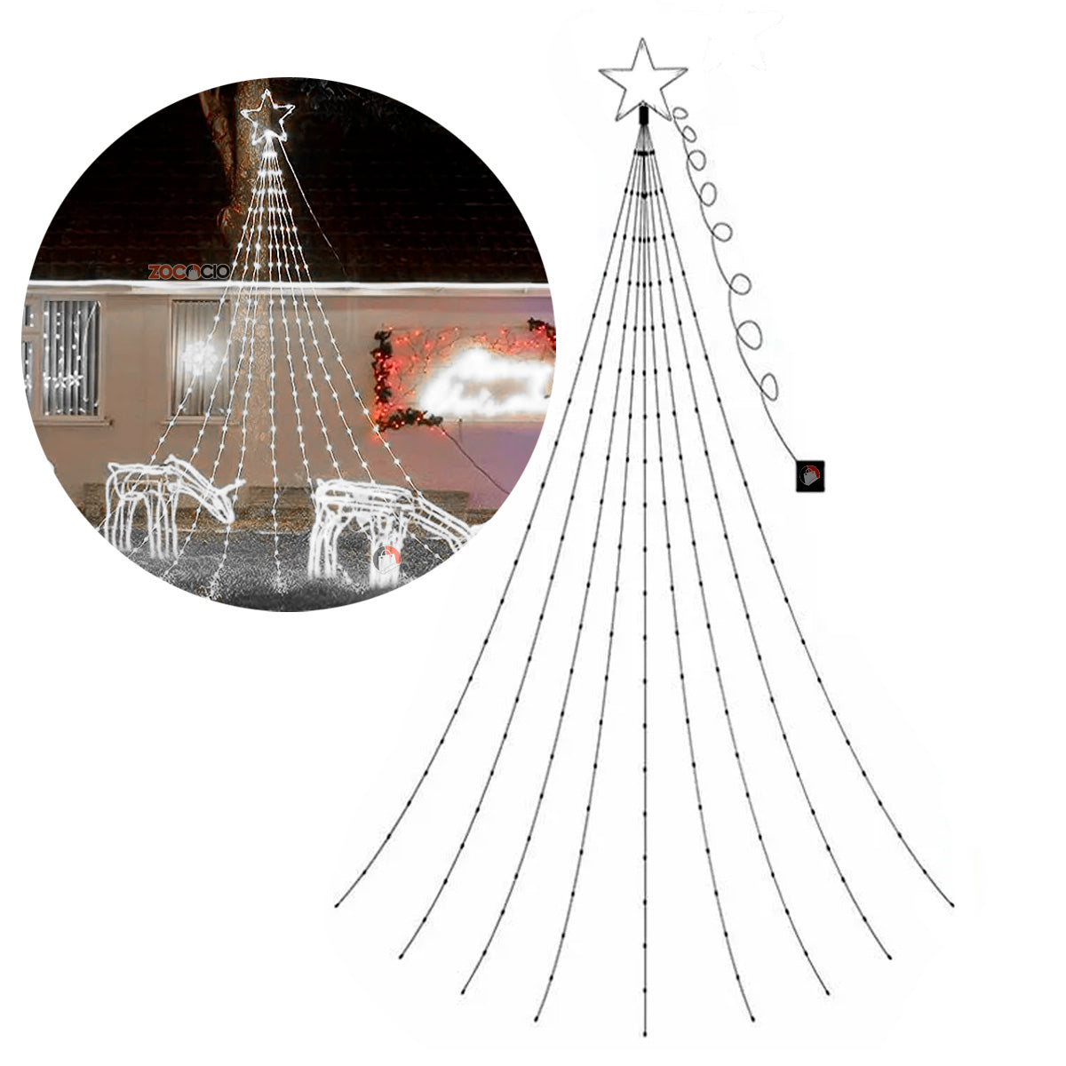 Estrella Cascada de Luces Estrella Solar™ 2.20 METROS