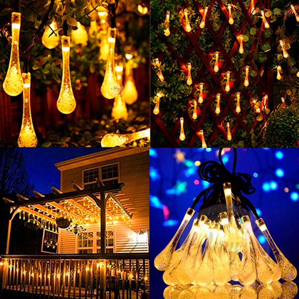 GOTAS CON PANEL SOLAR x 50 LEDS - CrystalGlow™🎄🎅🏼