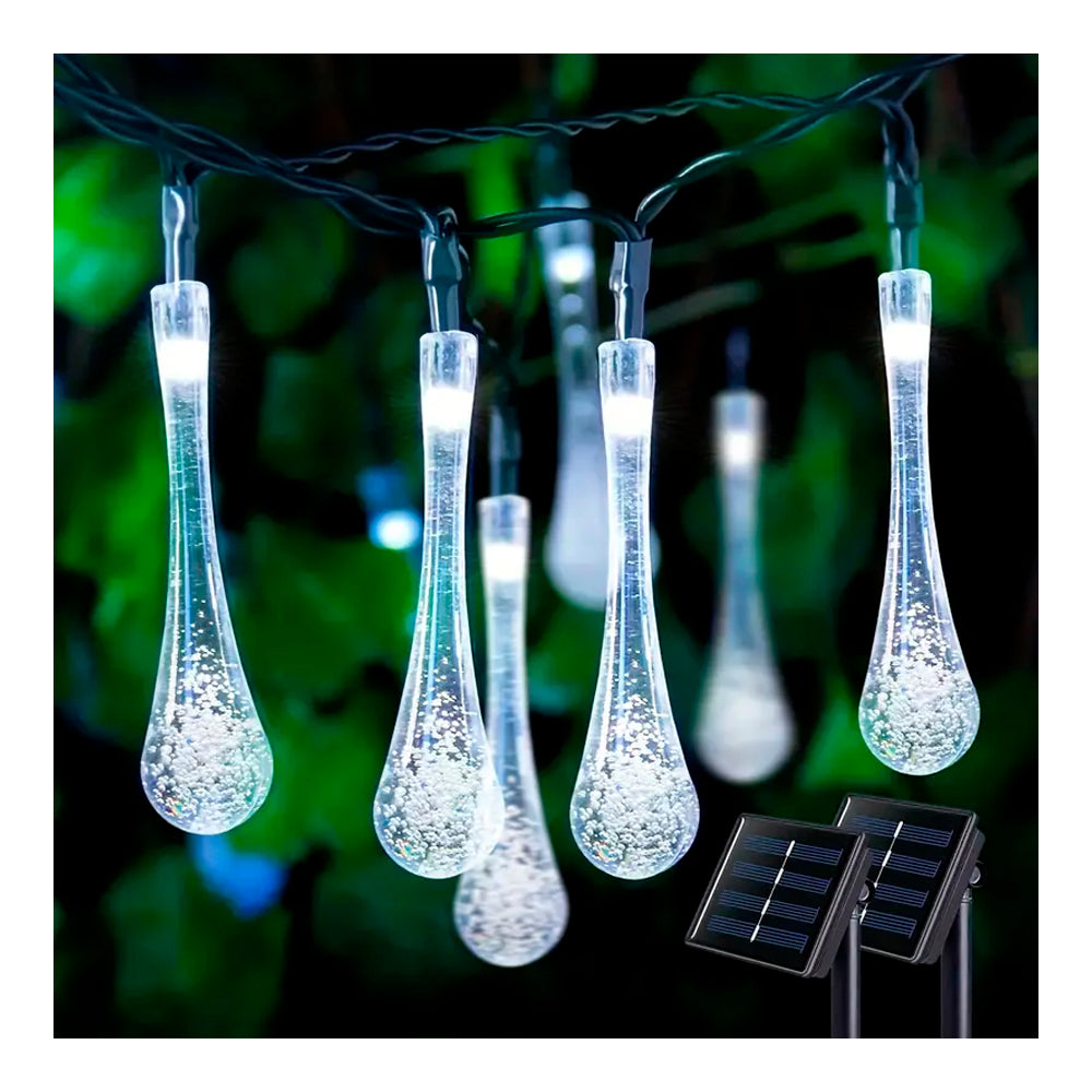 GOTAS CON PANEL SOLAR x 50 LEDS - CrystalGlow™🎄🎅🏼