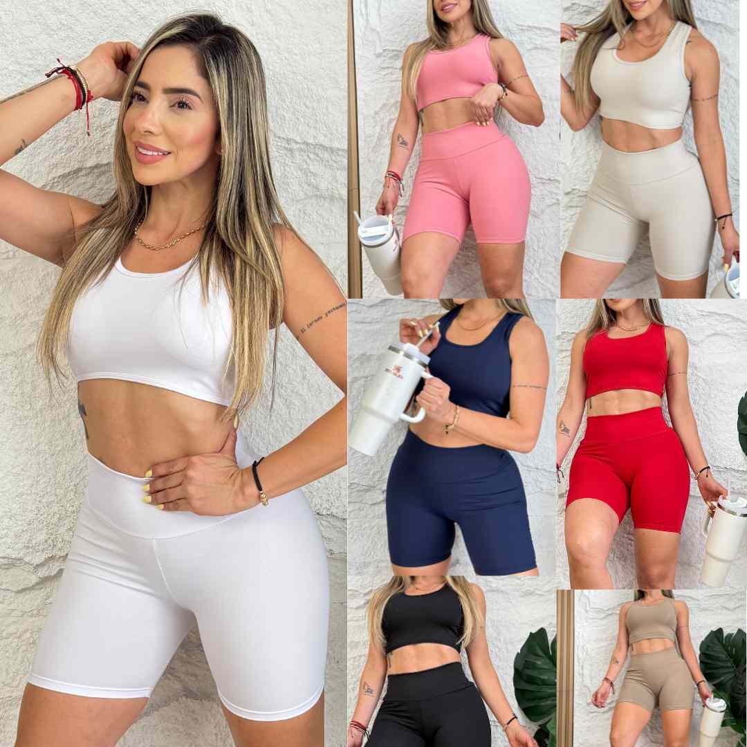 ✨ Combo Fit Pro: Short Realce + Top Push Up🍑