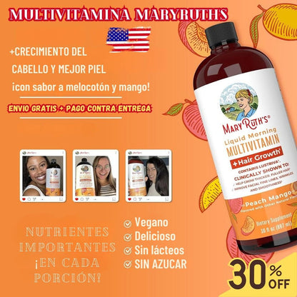 Multivitamínico Líquido MaryRuth’s x 887 ml – Cabello y Piel Radiante 🍑💆‍♀️