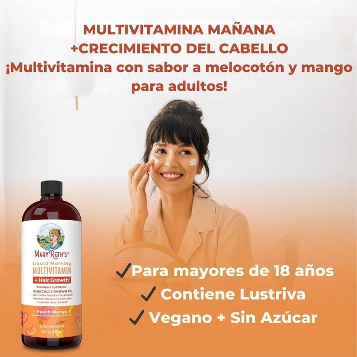 Multivitamínico Líquido MaryRuth’s x 887 ml – Cabello y Piel Radiante 🍑💆‍♀️