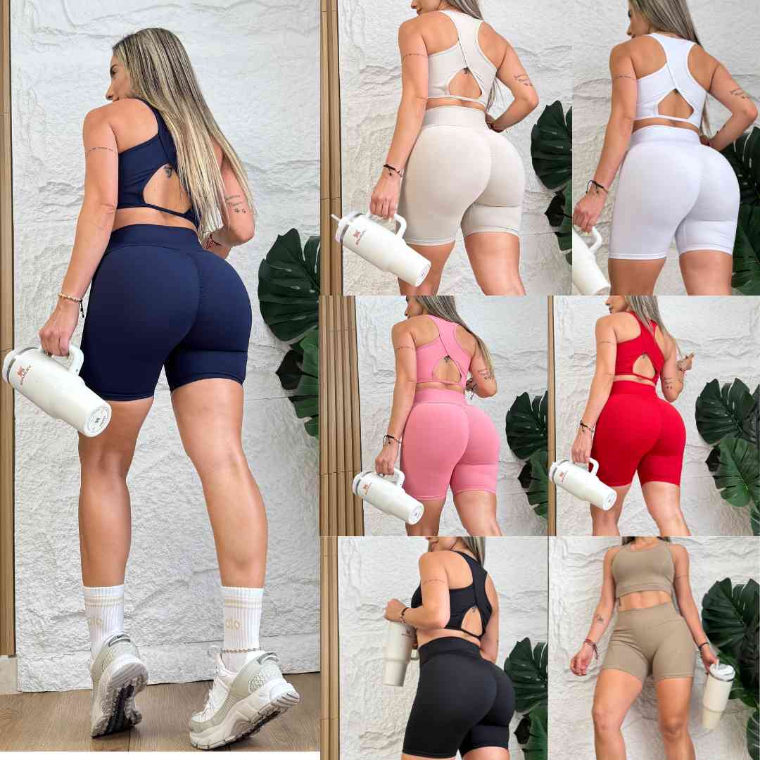 ✨ Combo Fit Pro: Short Realce + Top Push Up🍑