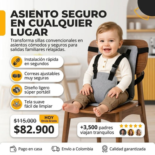 Asiento Portátil con Arnés – Su puesto en cualquier silla 👶