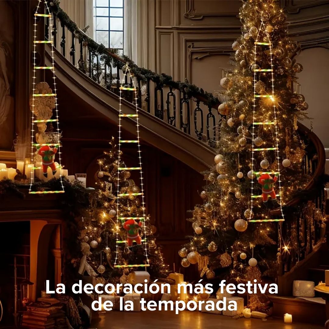 Papá Noel™ - Escalera con Luces Navideñas 🎅🎄