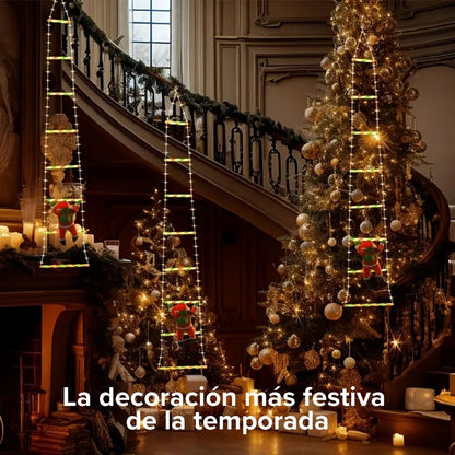 Papá Noel™ - Escalera con Luces Navideñas 🎅🎄