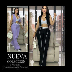 Conjunto Chaleco, Top y Pantalón – Tu Look Completo en Uno 👗 - VINOTINTO
