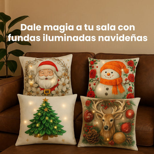 Set Fundas Navideñas LED x 4 unds -  Magia luminosa en tu sala 🎄