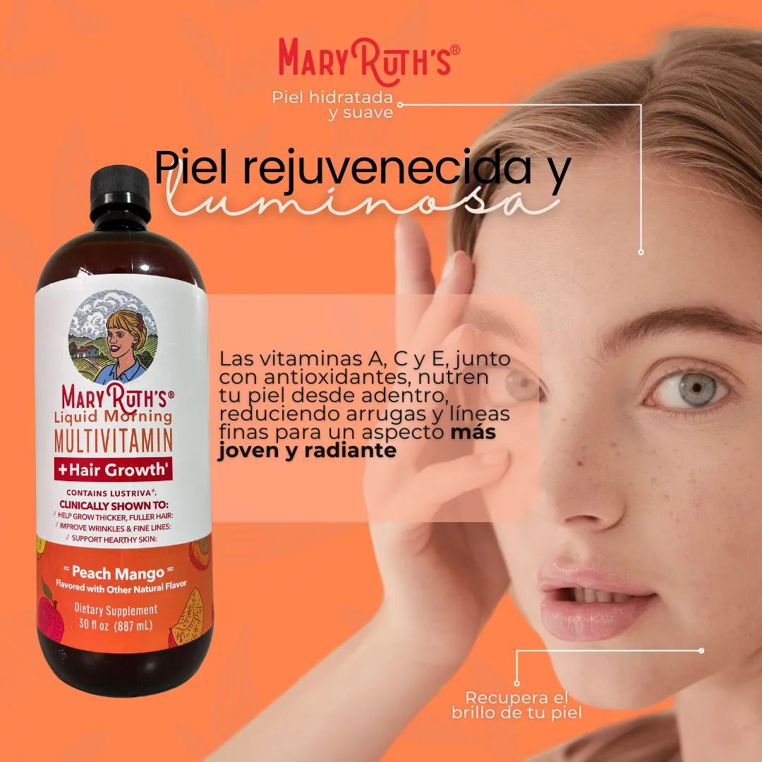 Multivitamínico Líquido MaryRuth’s x 887 ml – Cabello y Piel Radiante 🍑💆‍♀️