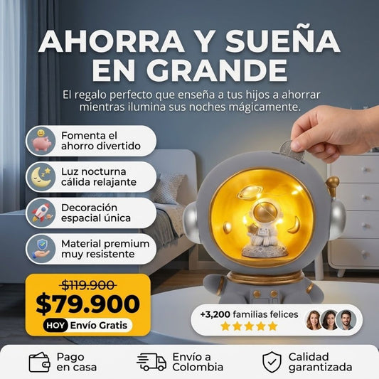 Lámpara Alcancía Astronauta – Ilumina y ahorra 🚀