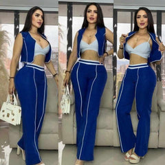 Conjunto Chaleco, Top y Pantalón – Tu Look Completo en Uno 👗 - AZUL REY