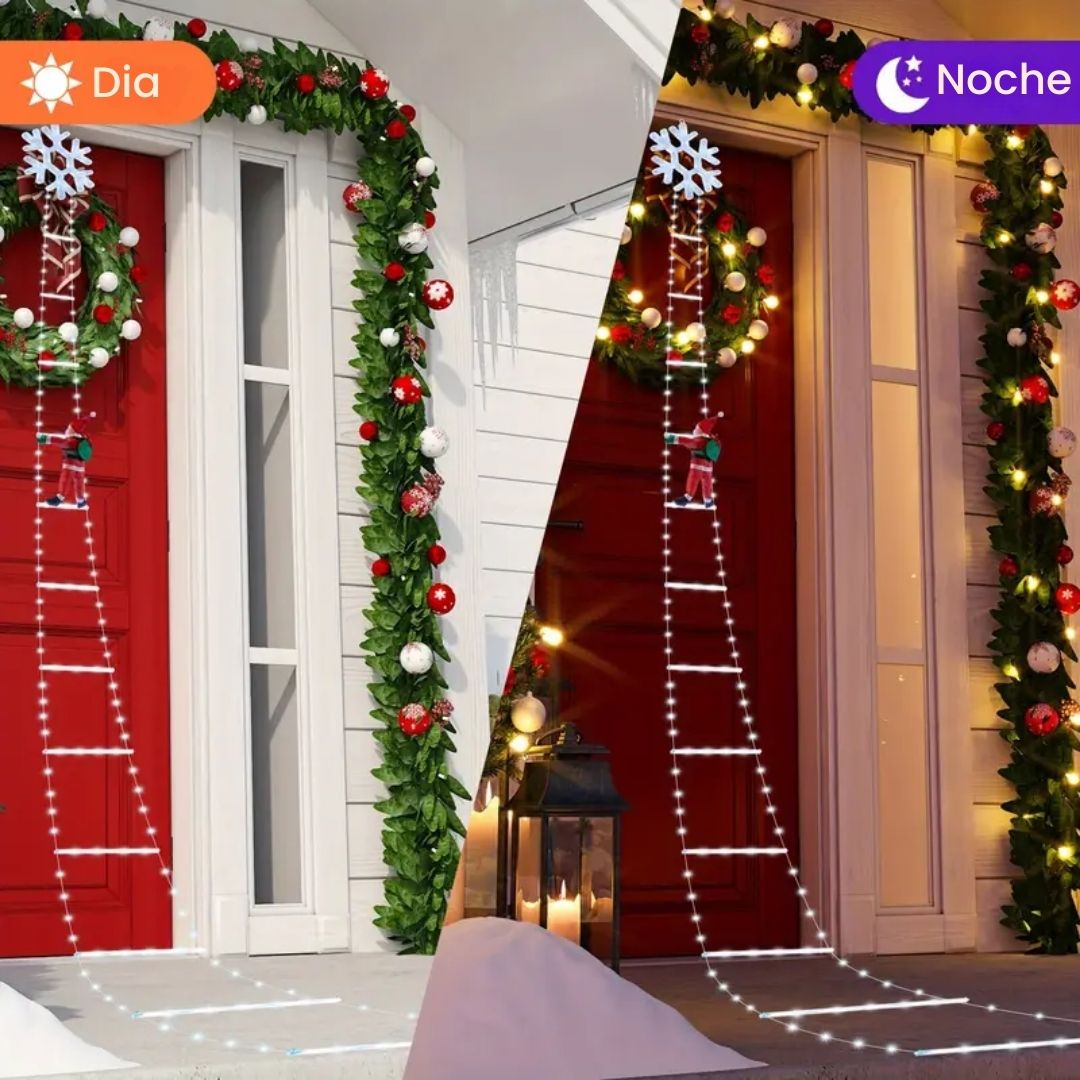 Papá Noel™ - Escalera con Luces Navideñas 🎅🎄