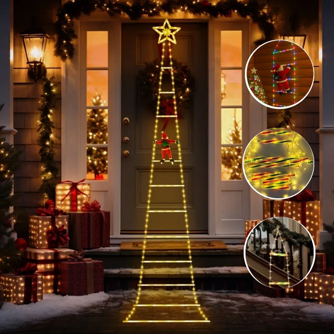 Papá Noel™ - Escalera con Luces Navideñas 🎅🎄