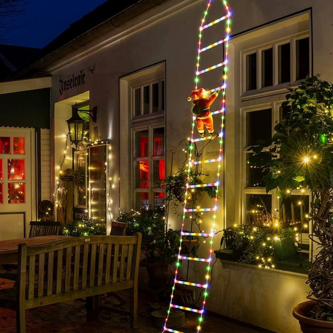 Papá Noel™ - Escalera con Luces Navideñas 🎅🎄