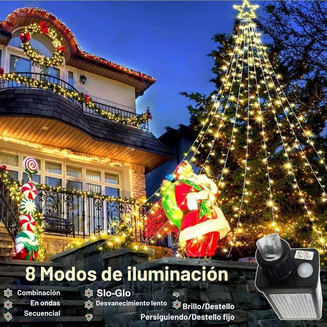 Cascada Solar LED Estrella - Ambiente Mágico Sin Cables 🤩