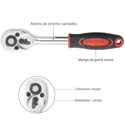 Ratchet 46 Piezas – Alcanza Cualquier Ángulo 🔧