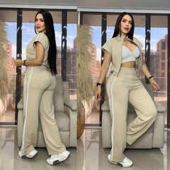 Conjunto Pantalón + Chaleco Burda Licrada – Comodidad y estilo en un solo conjunto 👗 - CAMEL