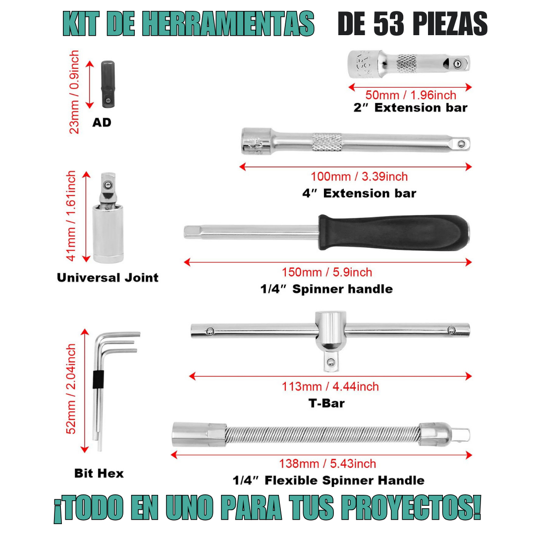 Kit de Rachets de 53 piezas🛠⚙🧰