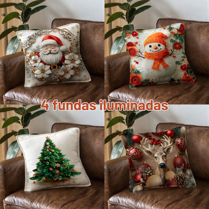 Set Fundas Navideñas LED x 4 unds -  Magia luminosa en tu sala 🎄
