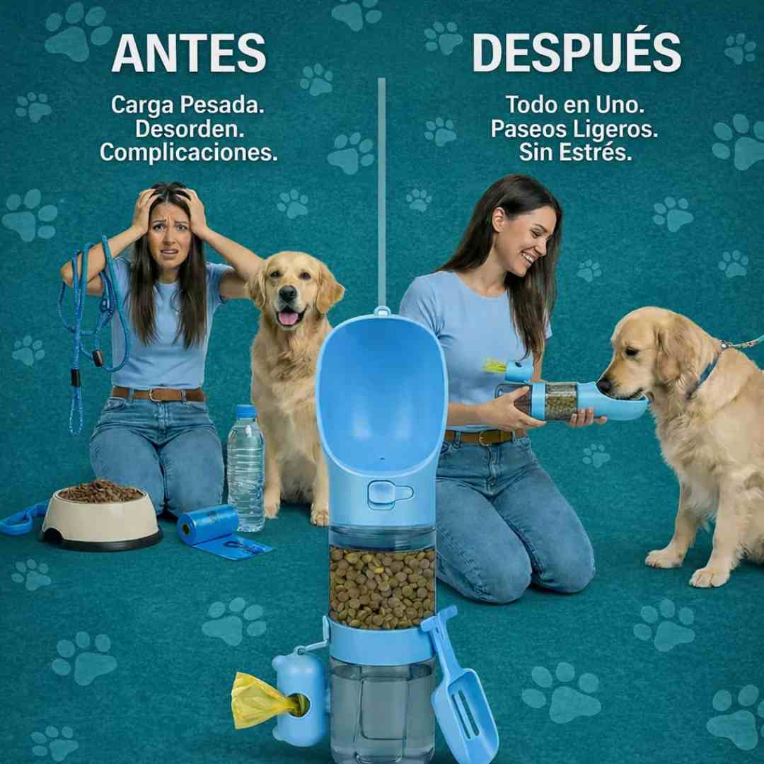 HydraWalk 3en1 – Agua, comida y limpieza en cada paseo 🚶‍♂️🐕
