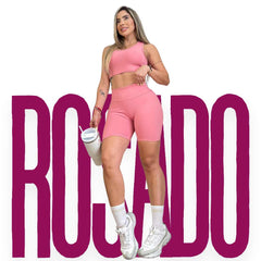 ✨ Combo Fit Pro: Short Realce + Top Push Up🍑 - ROSA