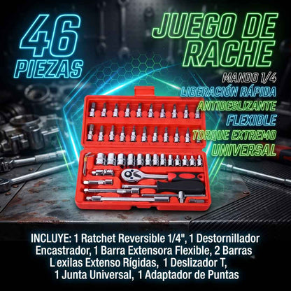 Ratchet 46 Piezas – Alcanza Cualquier Ángulo 🔧