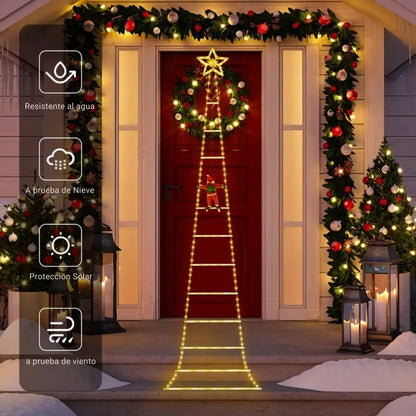 Papá Noel™ - Escalera con Luces Navideñas 🎅🎄