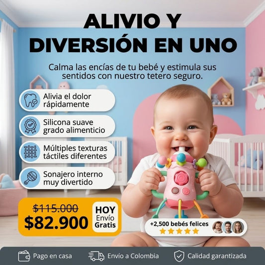 Mordedor 3 en 1 – Encías calmadas y manitas felices 🍼