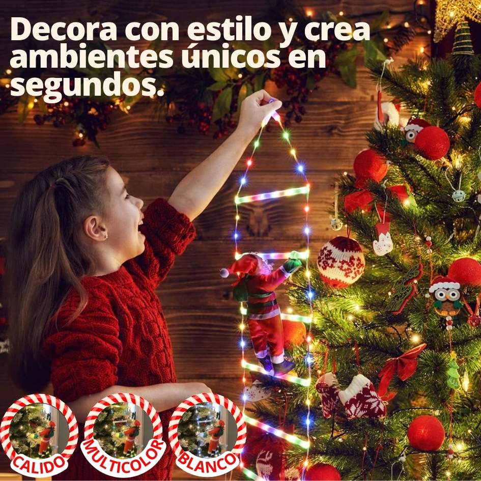 Papá Noel™ - Escalera con Luces Navideñas 🎅🎄