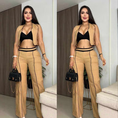 Conjunto Chaleco, Top y Pantalón – Tu Look Completo en Uno 👗 - MOSTAZA
