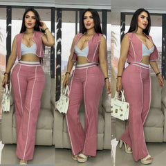 Conjunto Chaleco, Top y Pantalón – Tu Look Completo en Uno 👗 - ROSA