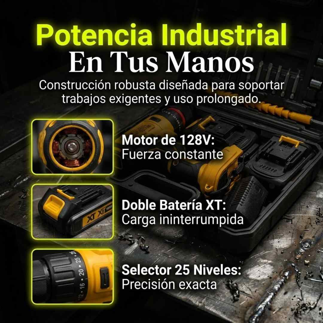 Taladro Atornillador + 2 Baterías ⚡