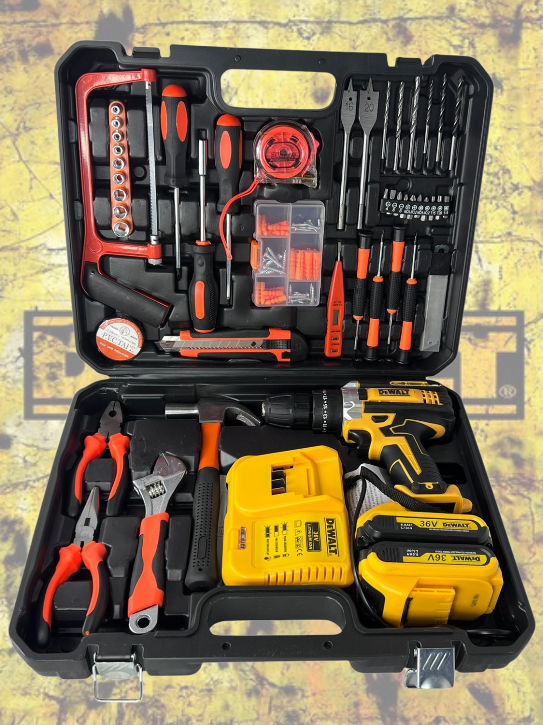 TALADRO DEWALT INALAMBRICO + KIT DE 49 HERRAMIENTAS 🧰🛠️