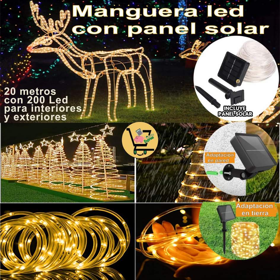 Manguera LED Solar Pro™ 20m – 400 LEDs  Iluminación Automática Exteriores 🌟